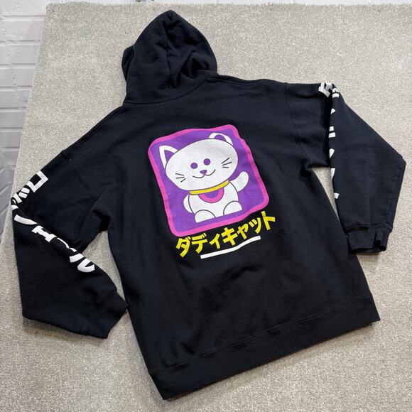 The Struts Lucky Cat Japanese Graphic Hoodie Black Men Lrg Band Merch Streetwear - Picture 3 of 13
